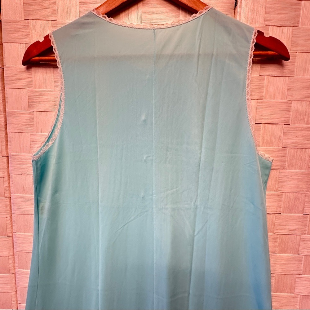 Vintage Gossard Artemis Aqua Blue Lace Pintuck Maxi Nightgown 5244 Small USA - Picture 8 of 11